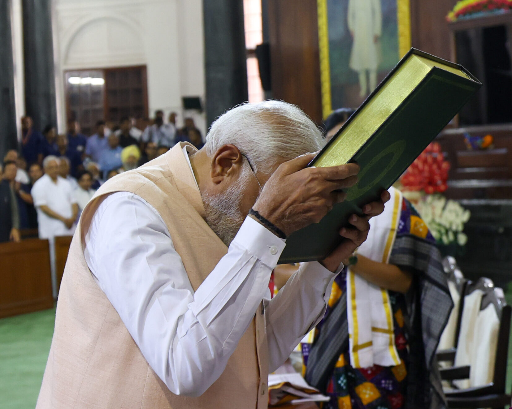pm modi bowing to the constitution of india